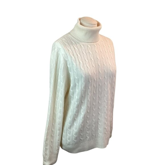 Vertical Design 2-Ply Cashmere Cable Knit Womens XL Turtleneck Sweater - Picture 8 of 12